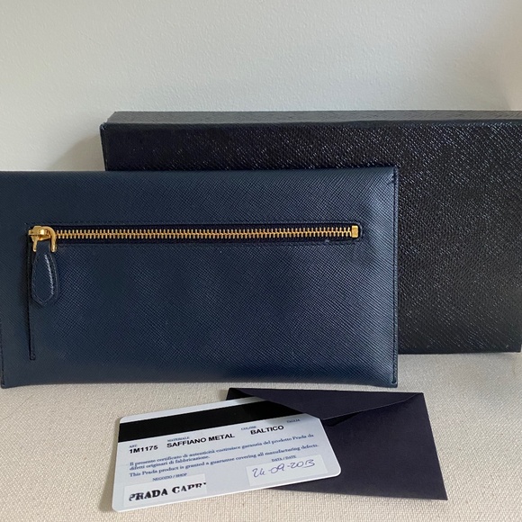 Prada Saffiano blue envelope wallet - Picture 4 of 4